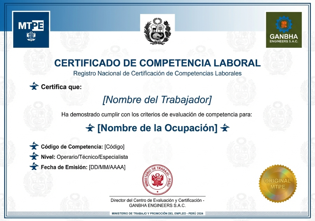 Muestra de Certificado Oficial CCL
